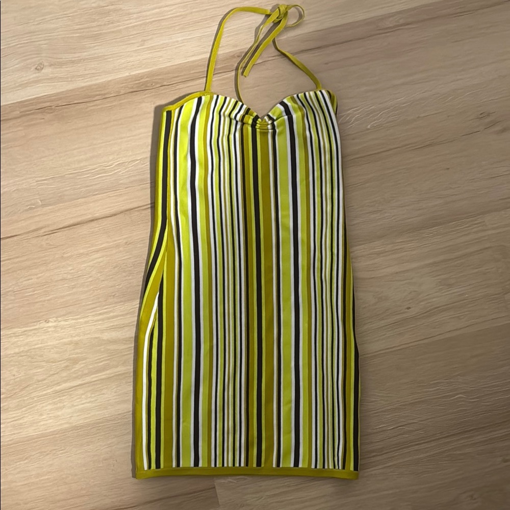 Aritzia Yellow Striped Mini Dress